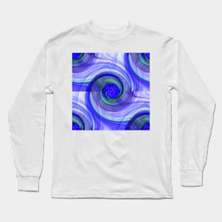 abstract cyclonic twist in blues Long Sleeve T-Shirt